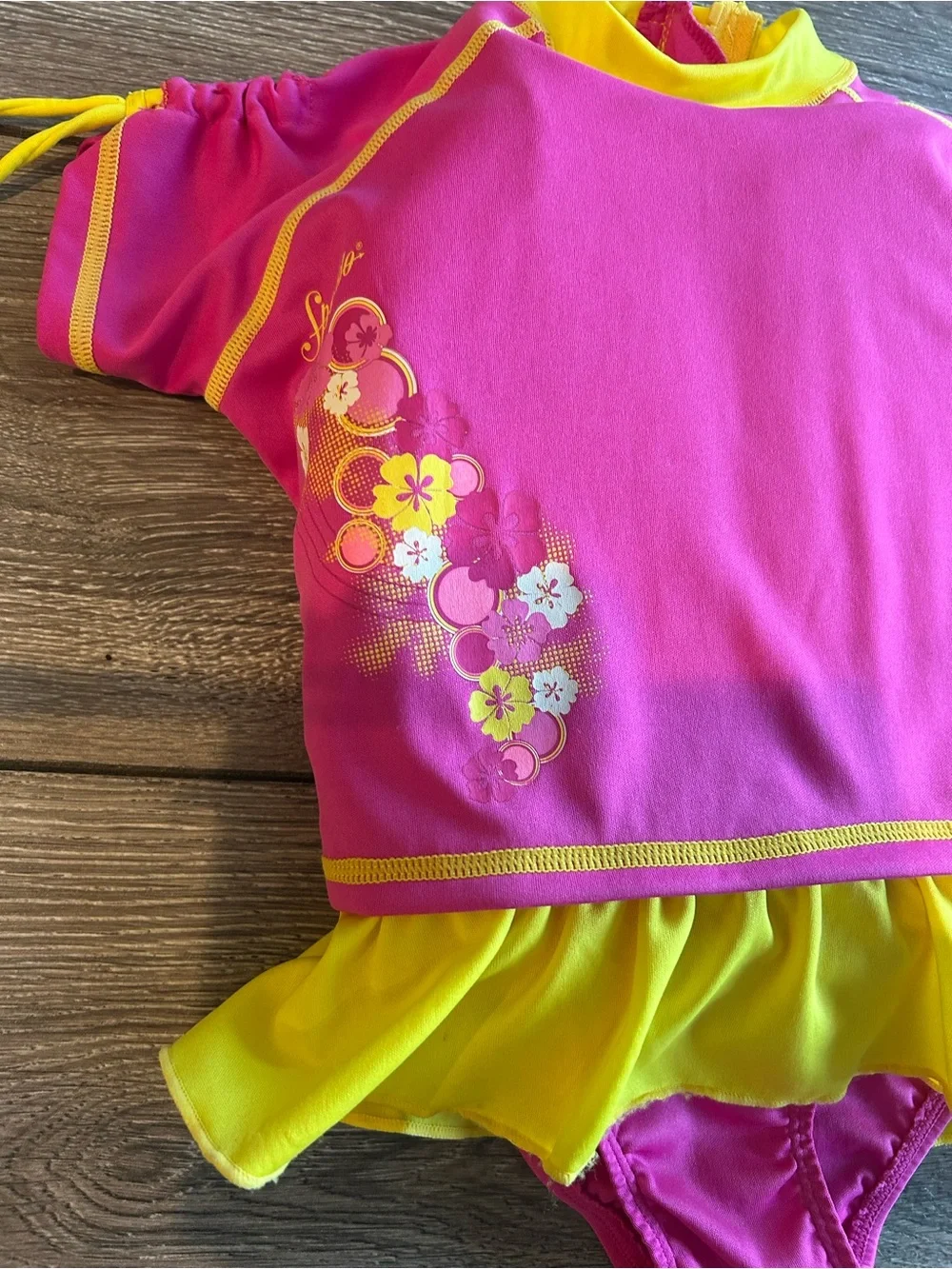 Girls Speedo UV Flotation Suit S/M Pibk Yellow Lifejacket Swimsuit